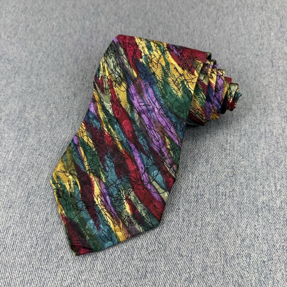Vintage J. Garcia Collectors Edition Tie Banyan Trees Silk Abstract Colorful